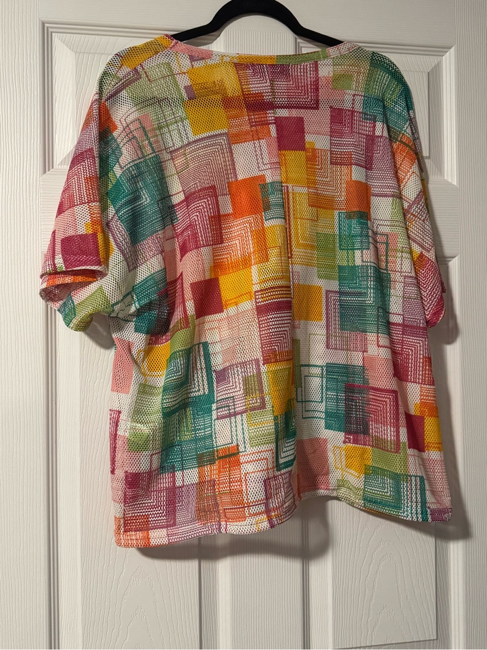 Multi-Color Geometric Knit Short Sleeve Top - Women's - Picture 6 of 6